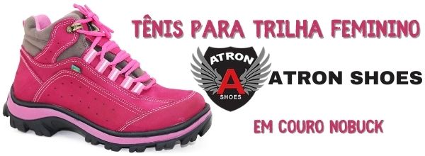 Banner do tênis feminino para trilha Atron cor de rosa